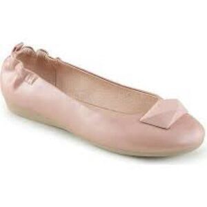 Pinup Couture Pink Faux Leather Flat Slip On Ballet  Slipper OLIVE-08 Size 5